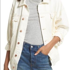 Free People Distressed Denim Trucker Jacket M/L